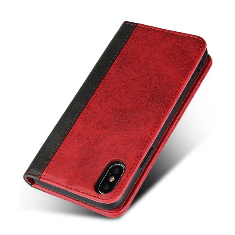 Flip Cover iPhone Xs Bicolore Effet Cuir