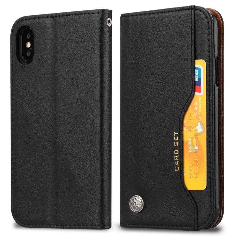 Flip Cover iPhone Xs Simili Cuir Porte-cartes