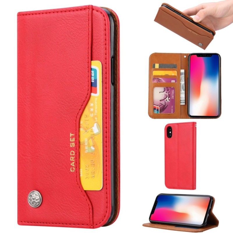 Flip Cover iPhone Xs Simili Cuir Porte-cartes