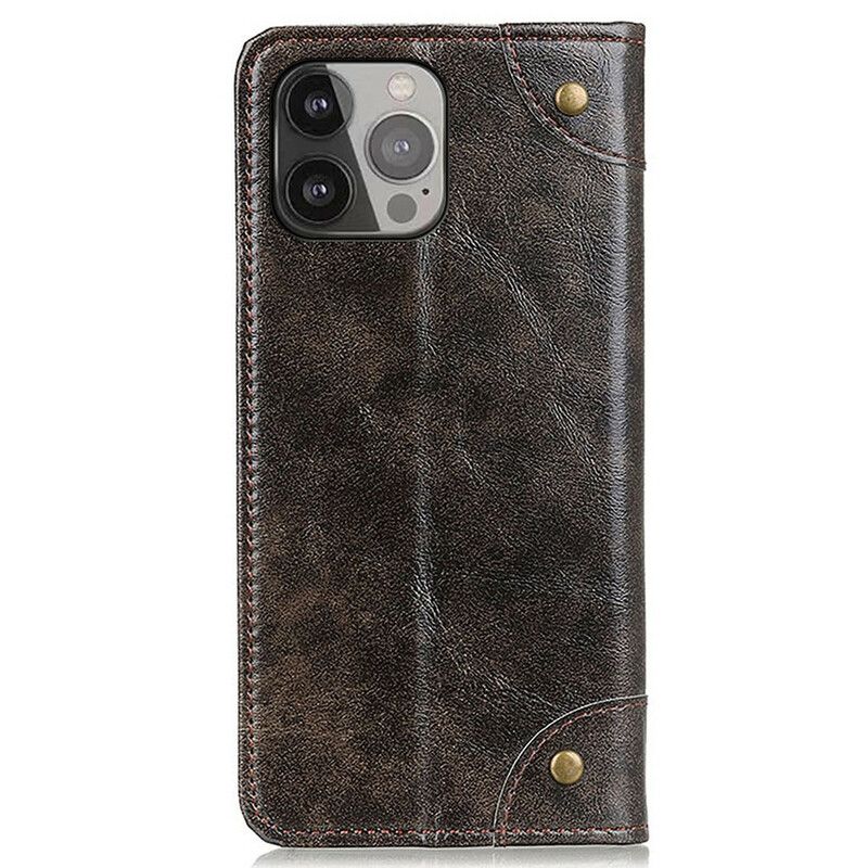 Flip Cover Pour iPhone 13 Pro Max Vintage Rivets