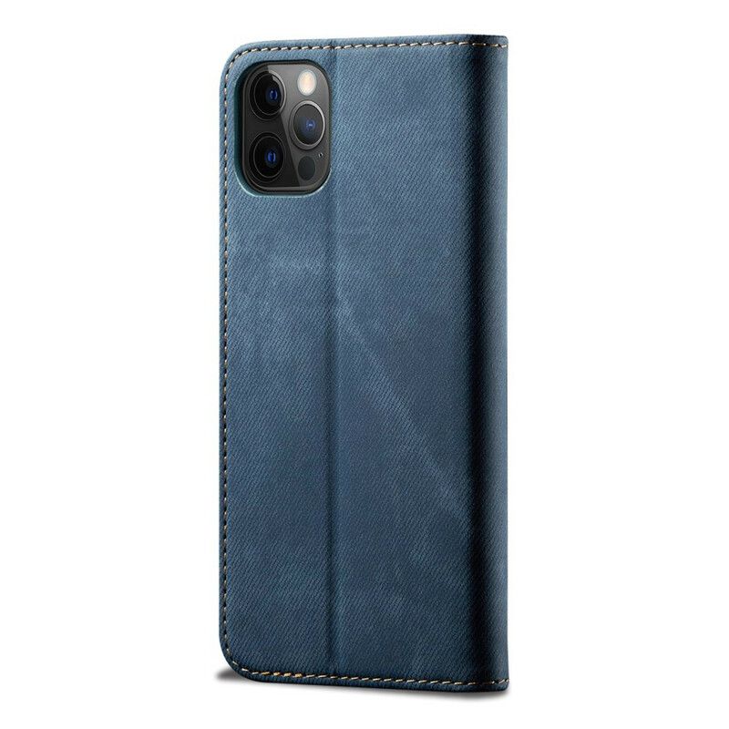 Flip Cover Pour iPhone 13 Pro Simili Cuir Texture Jeans