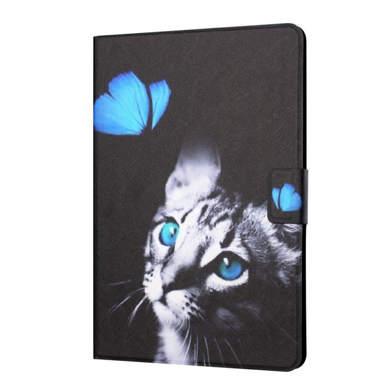 Housse iPad Mini 6 (2021) Chat et Papillon Bleu