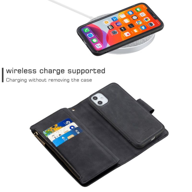 Housse iPhone 11 Multi-fonctionnelle Avec Pochette Fermeture Éclair