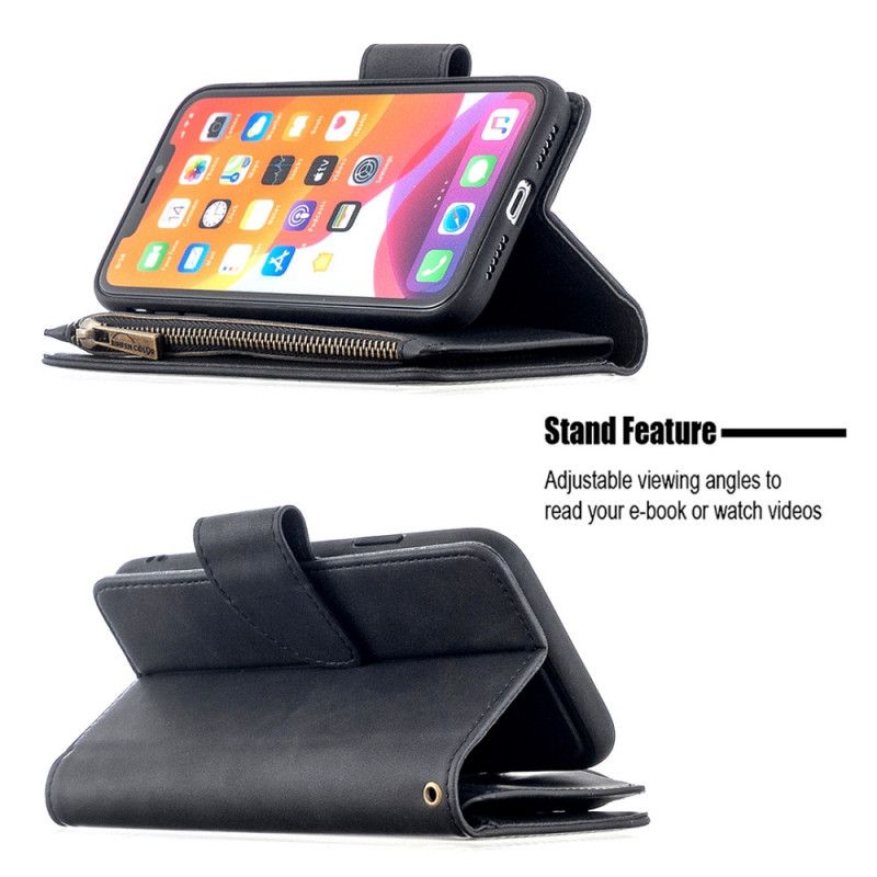 Housse iPhone 11 Multi-fonctionnelle Avec Pochette Fermeture Éclair