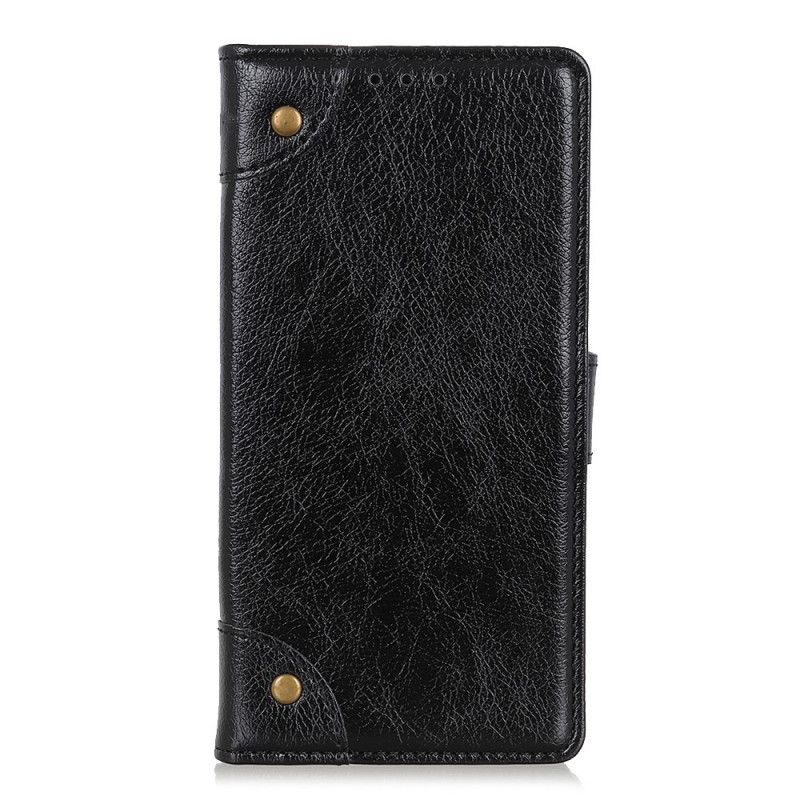 Housse iPhone 12 Mini Style Cuir Nappa Rivets Vintage