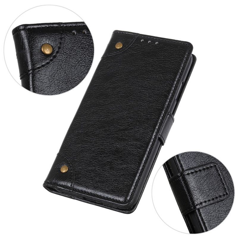 Housse iPhone 12 Mini Style Cuir Nappa Rivets Vintage