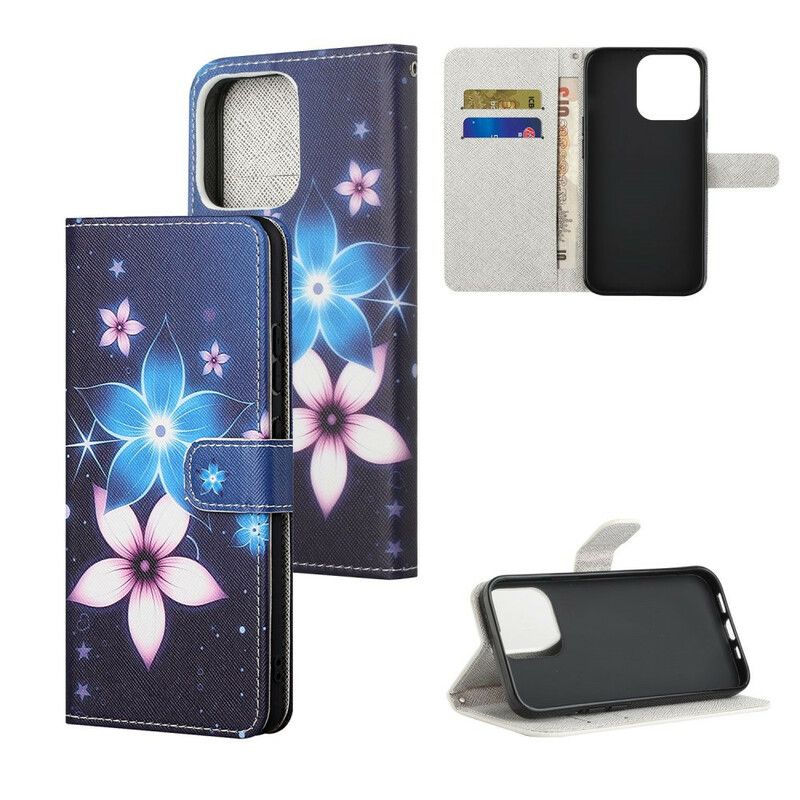 Housse iPhone 13 Fleurs Lunaires À Lanière