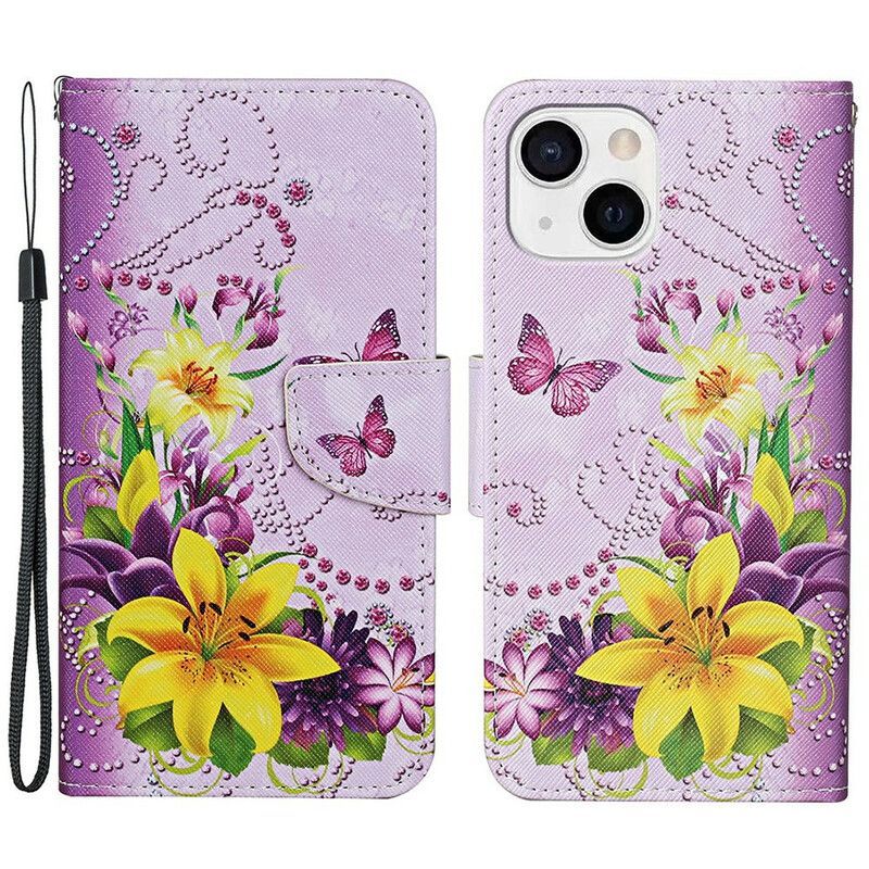 Housse iPhone 13 Fleurs Magistrales Avec Lanière