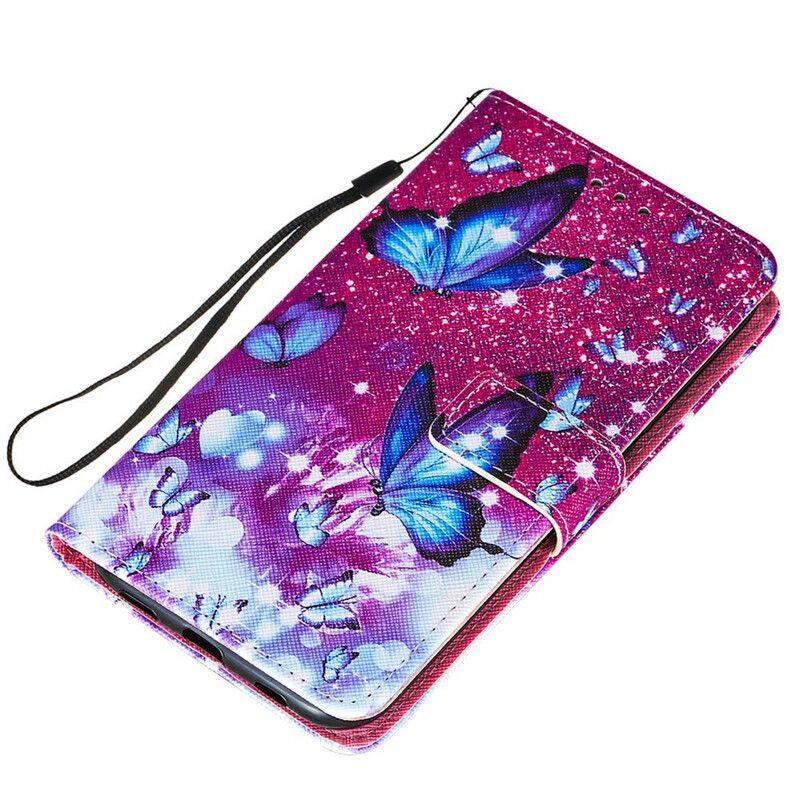 Housse iPhone 13 Mini Simili Cuir Texturé Papillons