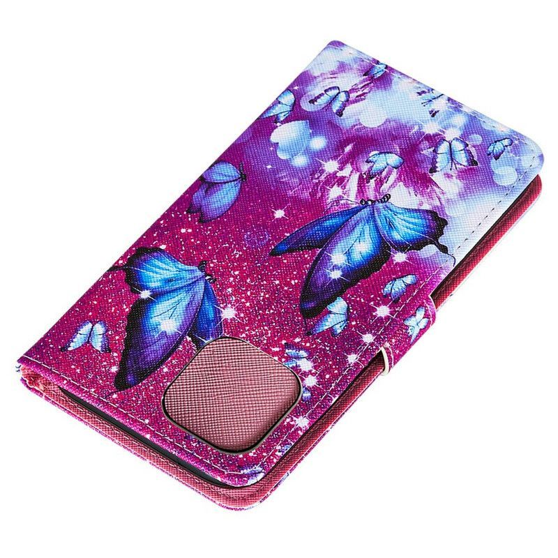 Housse iPhone 13 Mini Simili Cuir Texturé Papillons