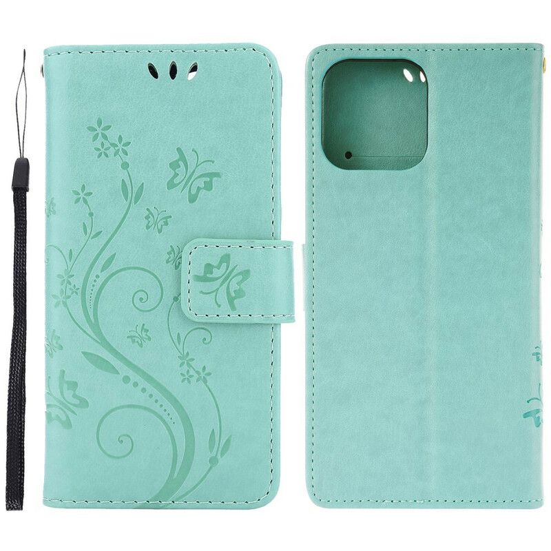 Housse iPhone 13 Pro Fleurs Graphiques À Lanière