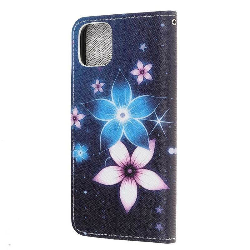 Housse iPhone 13 Pro Fleurs Lunaires À Lanière