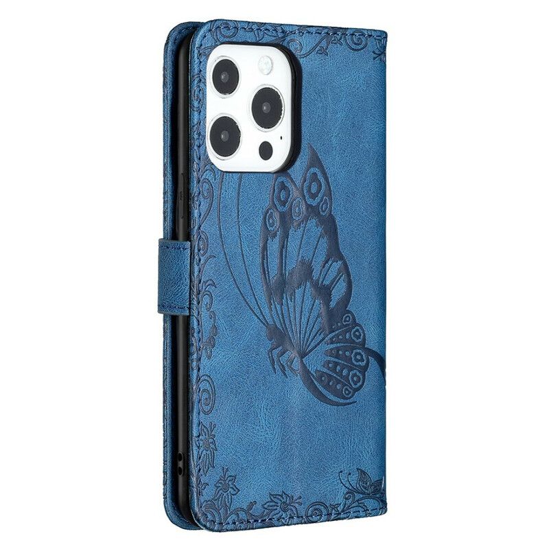 Housse iPhone 13 Pro Papillon Baroque À Lanière