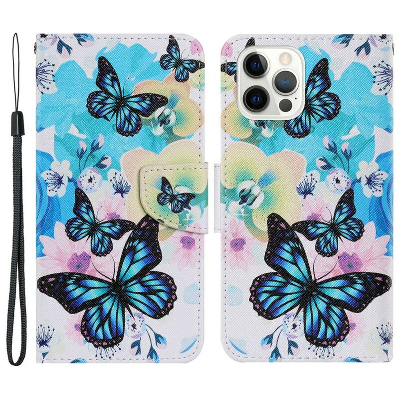 Housse iPhone 13 Pro Papillons Et Fleurs D'été