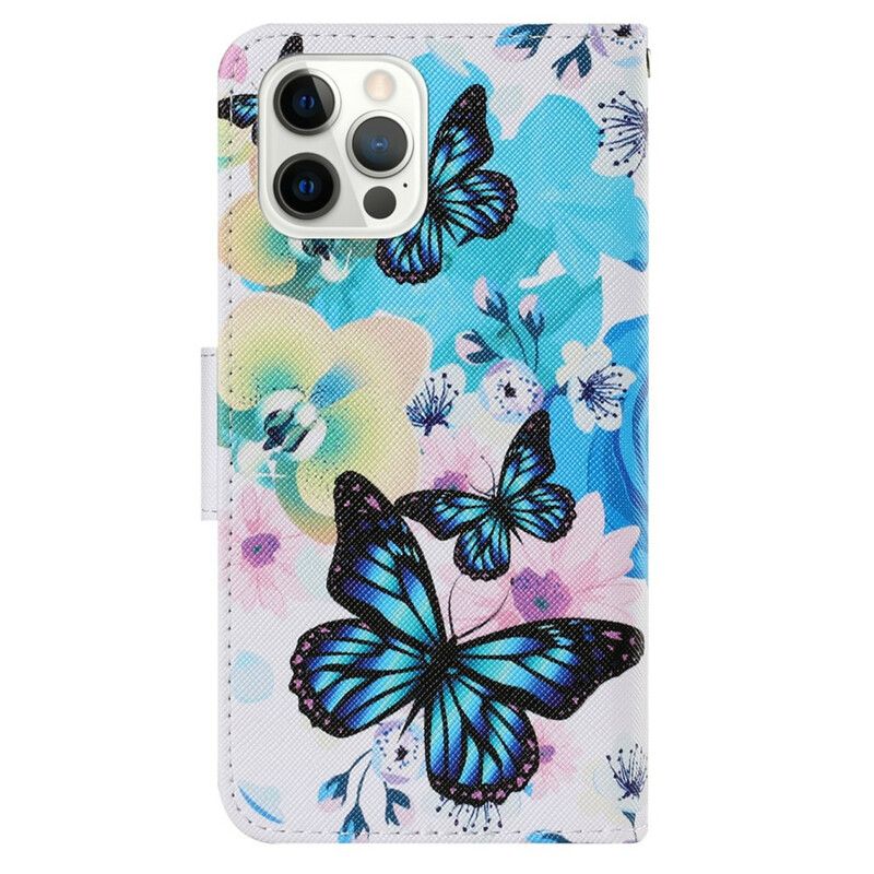 Housse iPhone 13 Pro Papillons Et Fleurs D'été