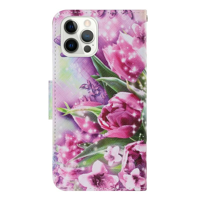 Housse iPhone 13 Pro Papillons Et Tulipes