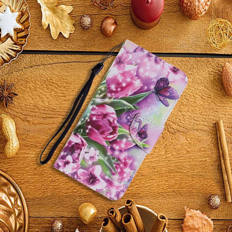 Housse iPhone 13 Pro Papillons Et Tulipes