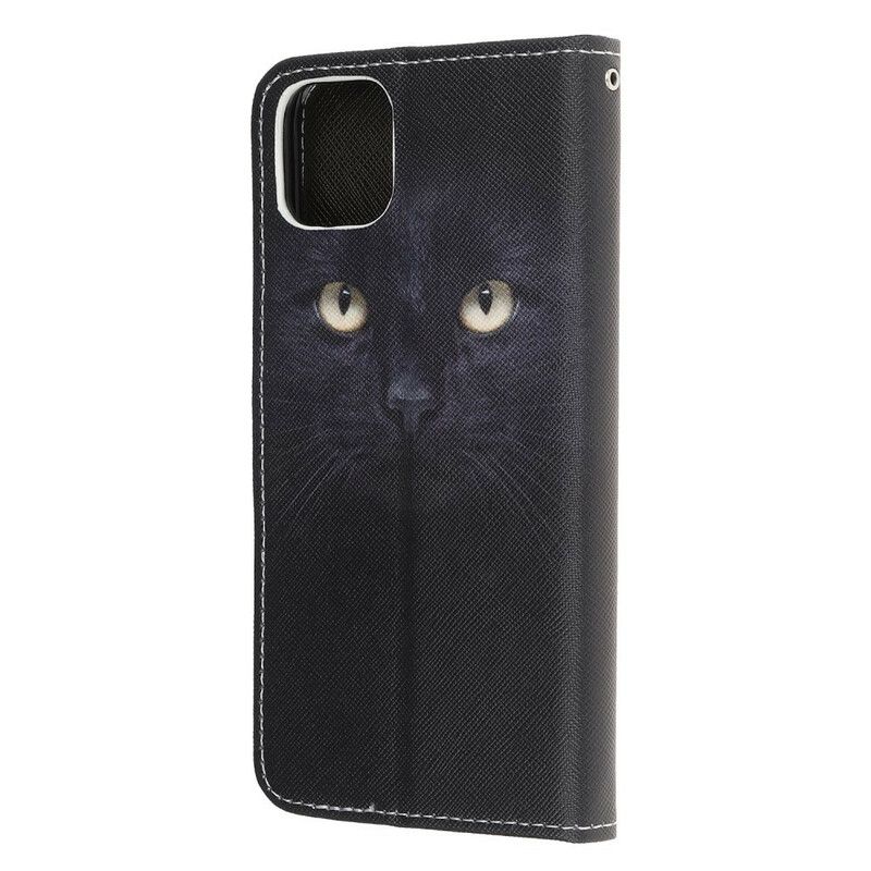 Housse iPhone 13 Pro Yeux De Chat Noir À Lanière