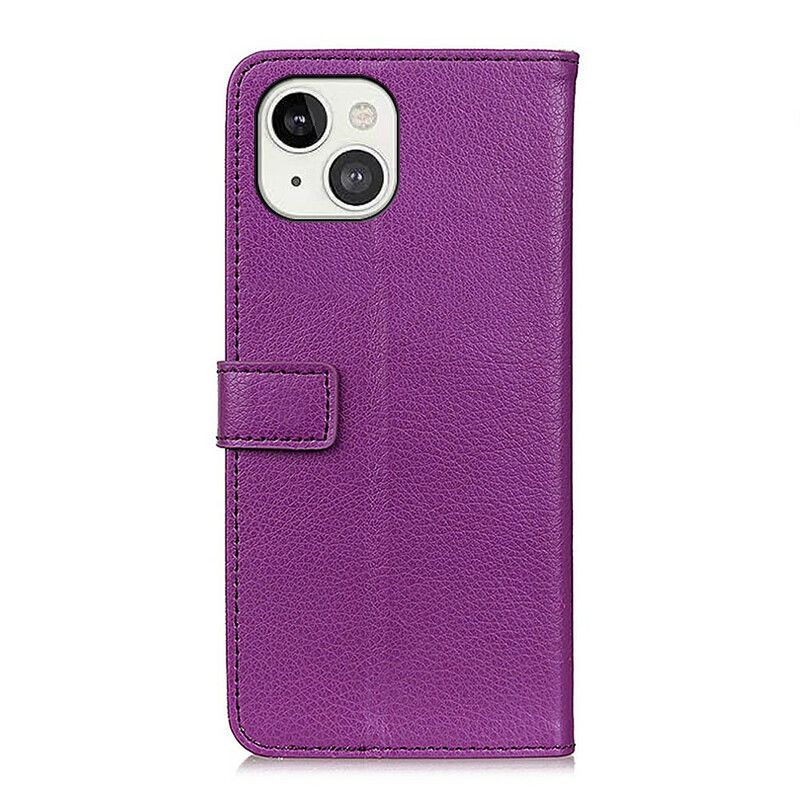 Housse iPhone 13 Simili Cuir Litchi Premium