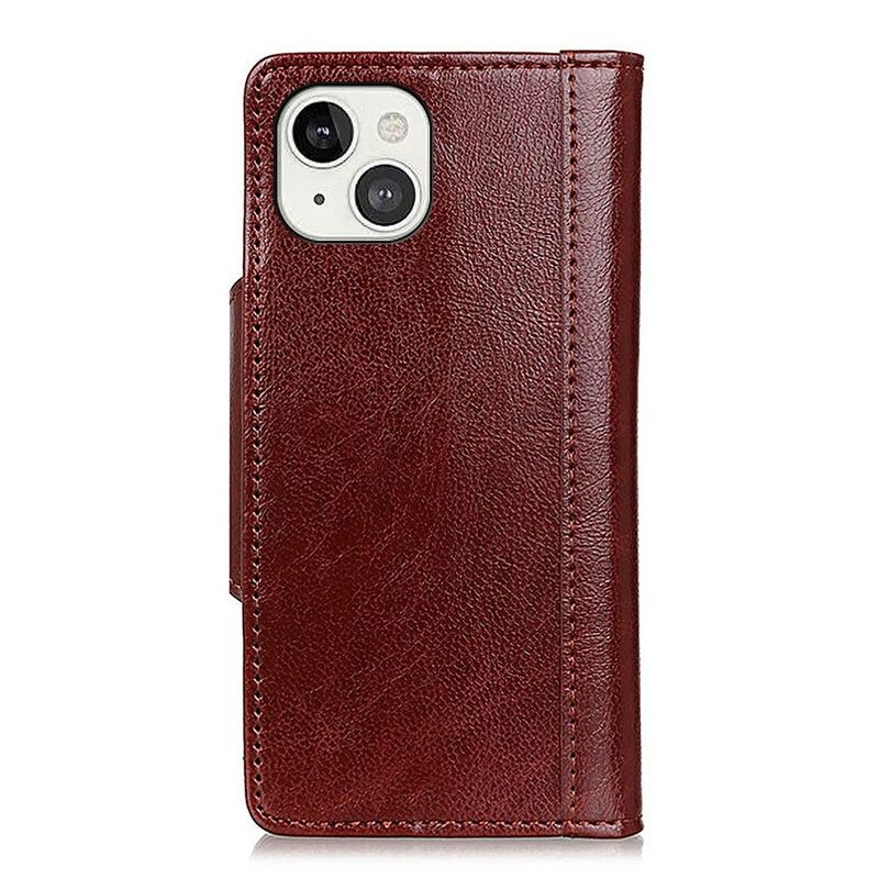 Housse iPhone 13 Simili Cuir Mat Fermoir Argenté