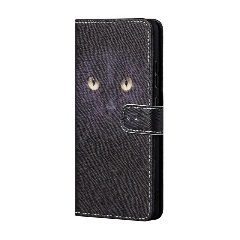 Housse iPhone 13 Yeux De Chat Noir À Lanière