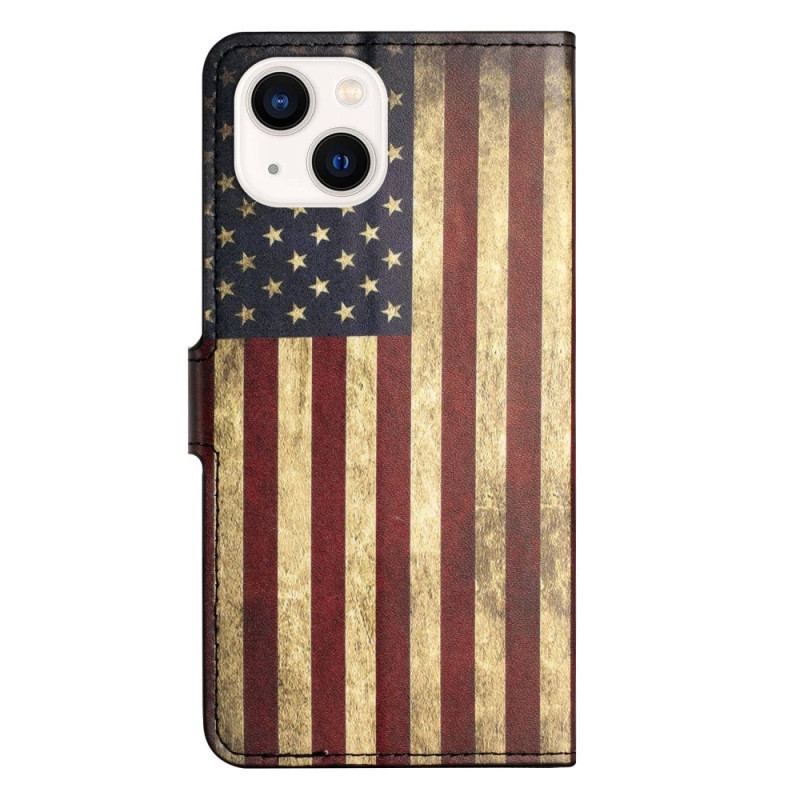 Housse iPhone 14 Drapeau Américain Vintage