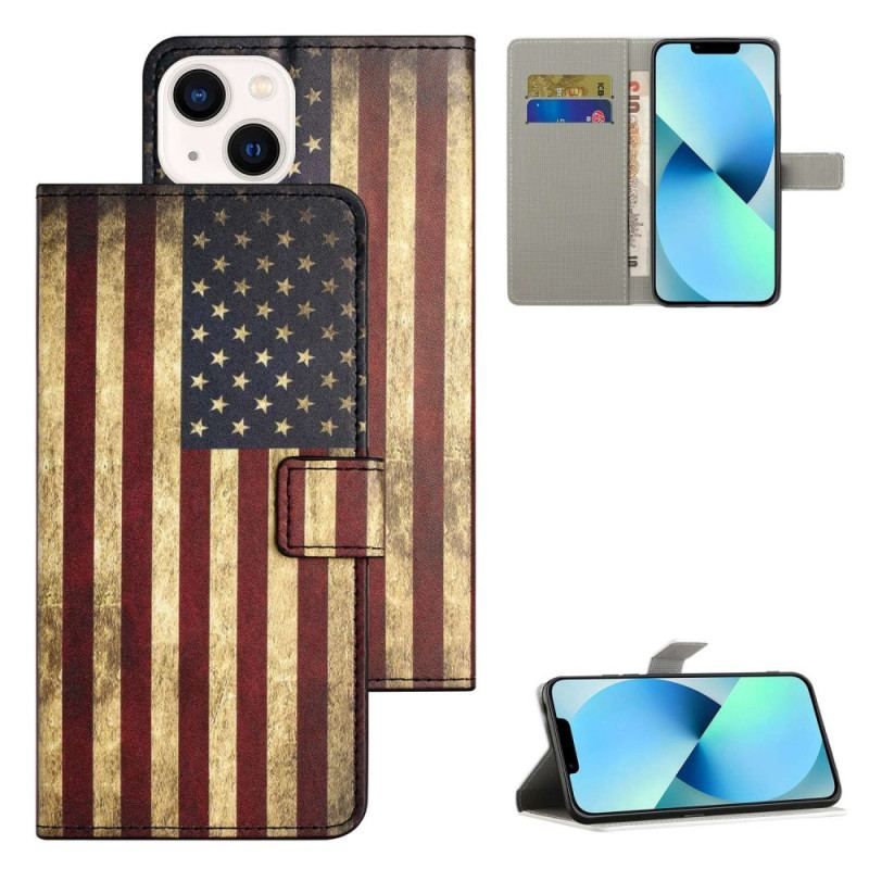 Housse iPhone 14 Drapeau Américain Vintage