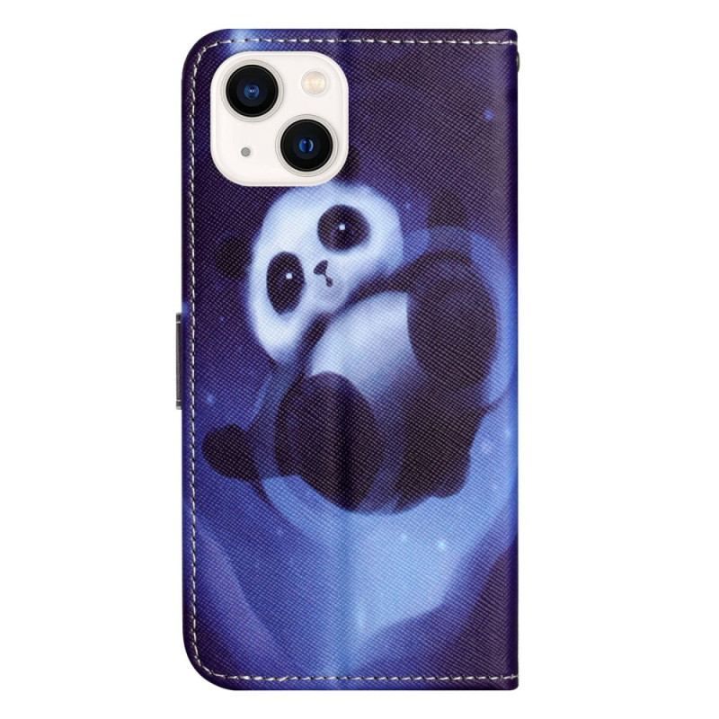 Housse iPhone 14 Plus Panda dans l'Espace à Lanière