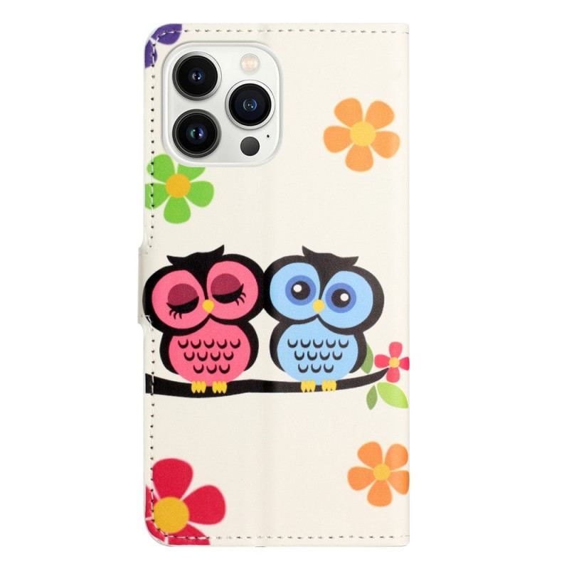 Housse iPhone 14 Pro Couple de Hiboux