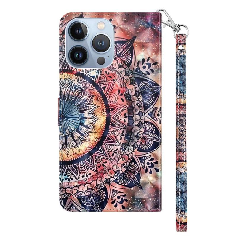 Housse iPhone 14 Pro Mandala Coloré à Lanière