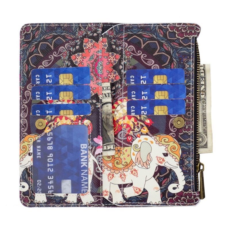 Housse iPhone 14 Pro Portefeuille Éléphant