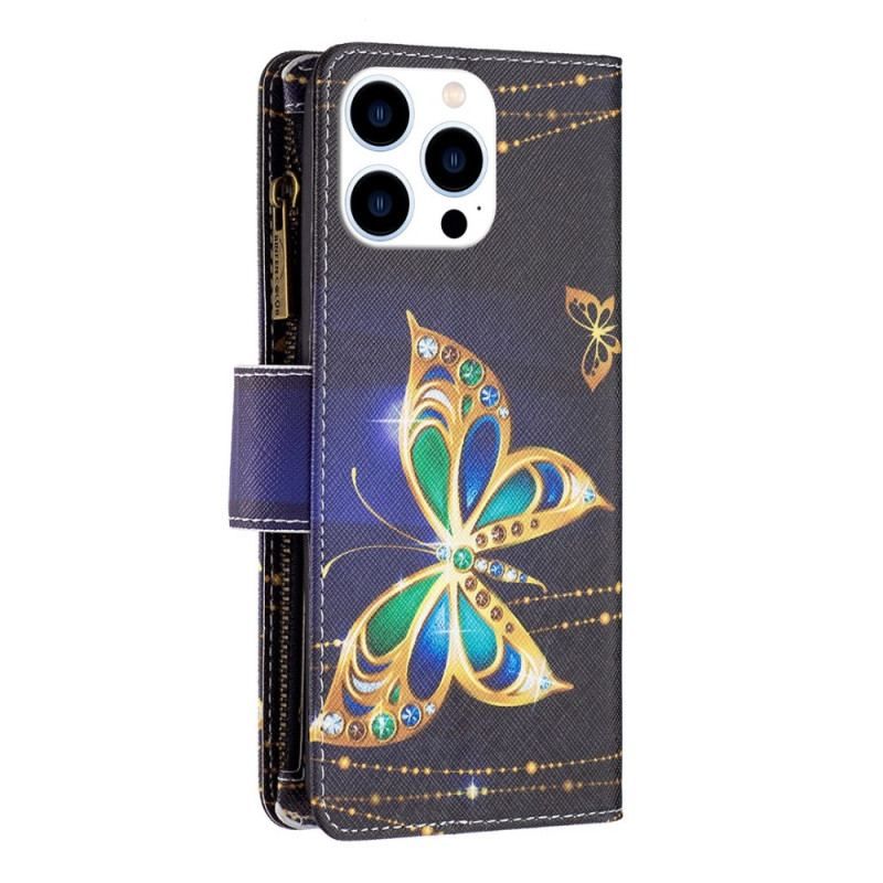 Housse iPhone 14 Pro Portefeuille Papillons