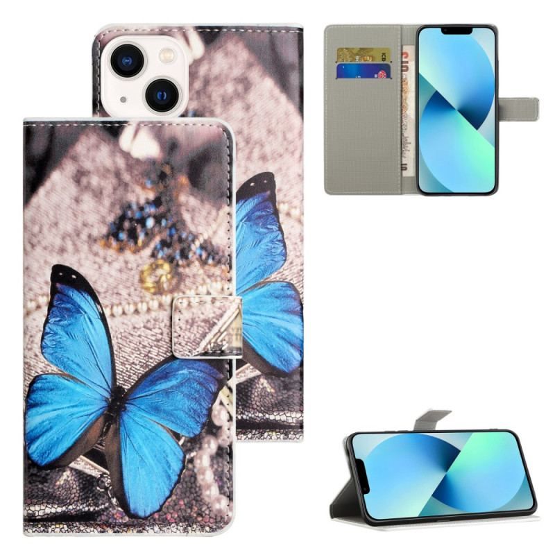 Housse iPhone 15 Papillon Bleu