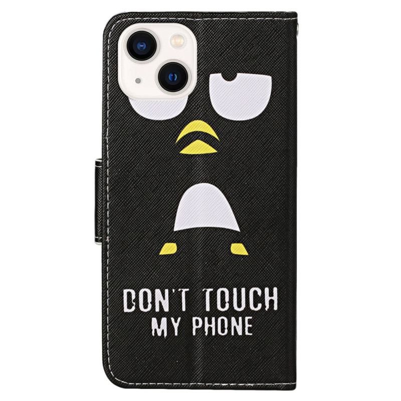 Housse iPhone 15 Pingouin Don't Touch my Phone à Lanière