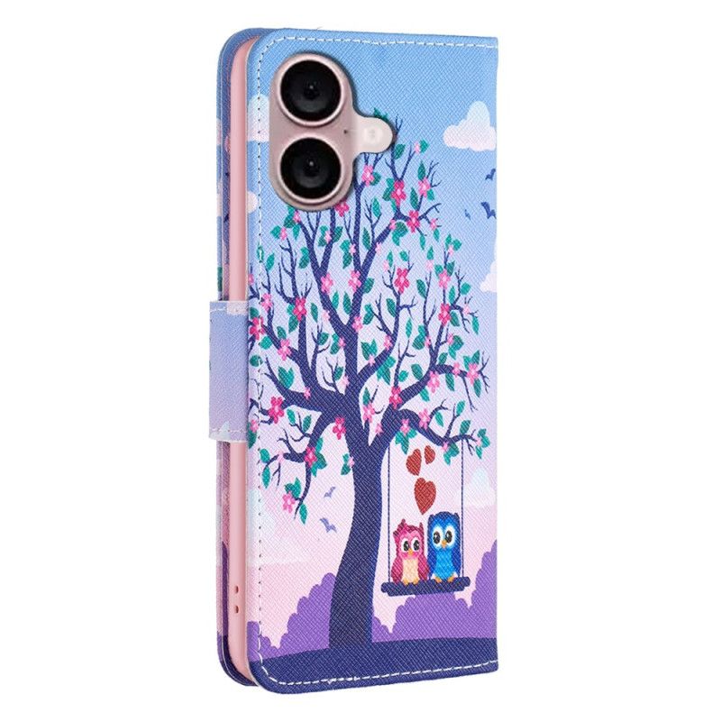 Housse iPhone 16 Couple de Hiboux sur l'Arbre