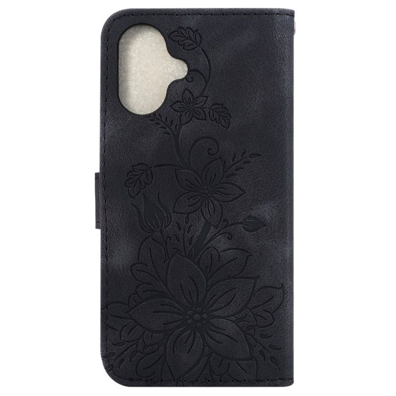 Housse iPhone 16 Motif Floral à Lanière