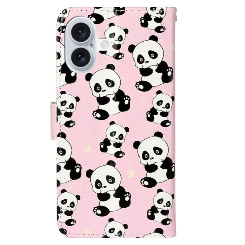 Housse iPhone 16 Pandas à Lanière