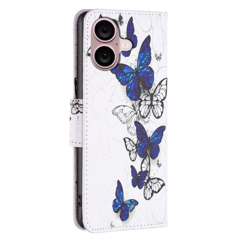 Housse iPhone 16 Papillons sur Fond Blanc