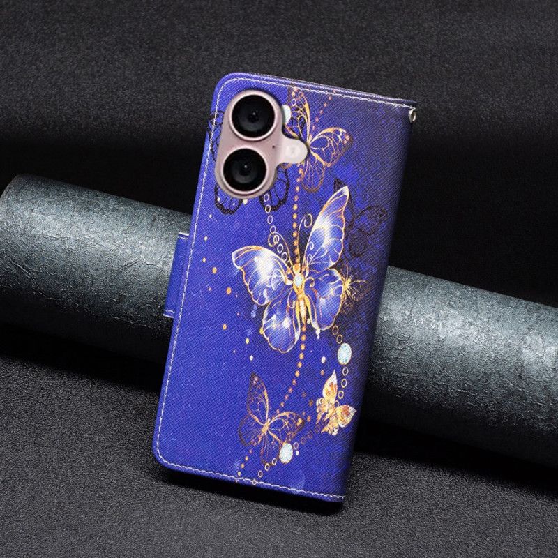 Housse iPhone 16 Papillons sur Fond Violet