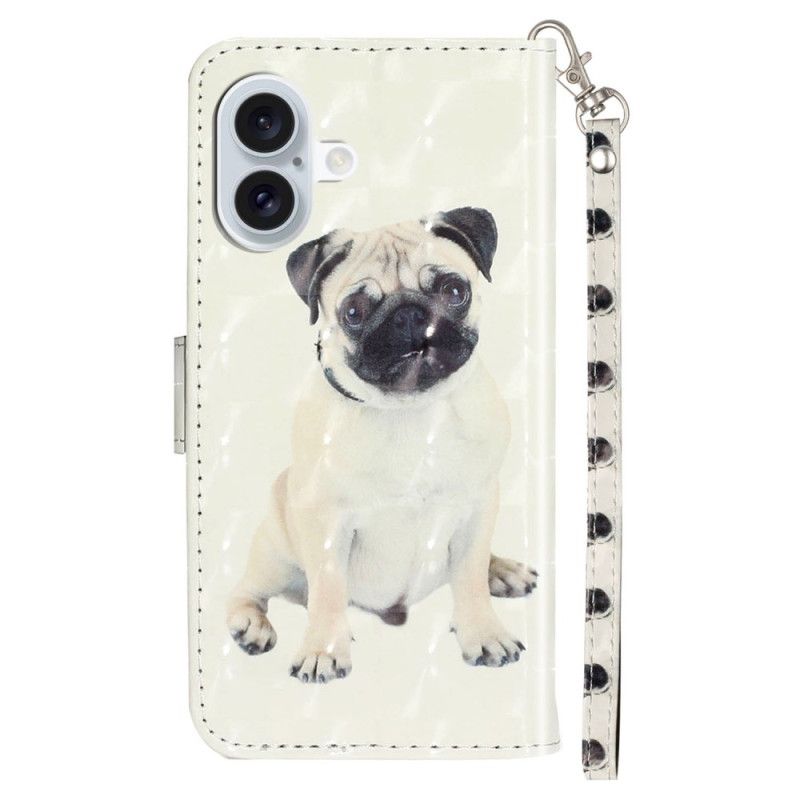 Housse iPhone 16 Plus Chien à Lanière