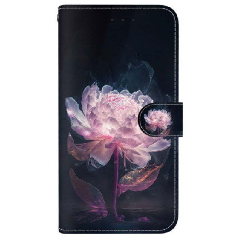 Housse iPhone 16 Plus Pivoine Pourpre à Lanière