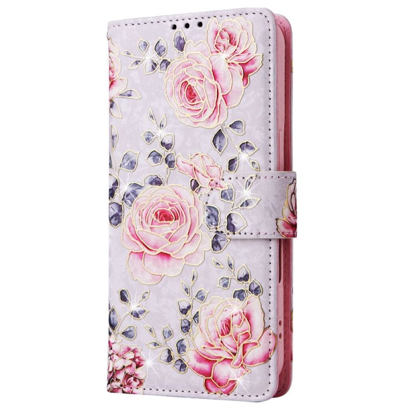 Housse iPhone 16 Plus Portefeuille Bloquant RFID Florale