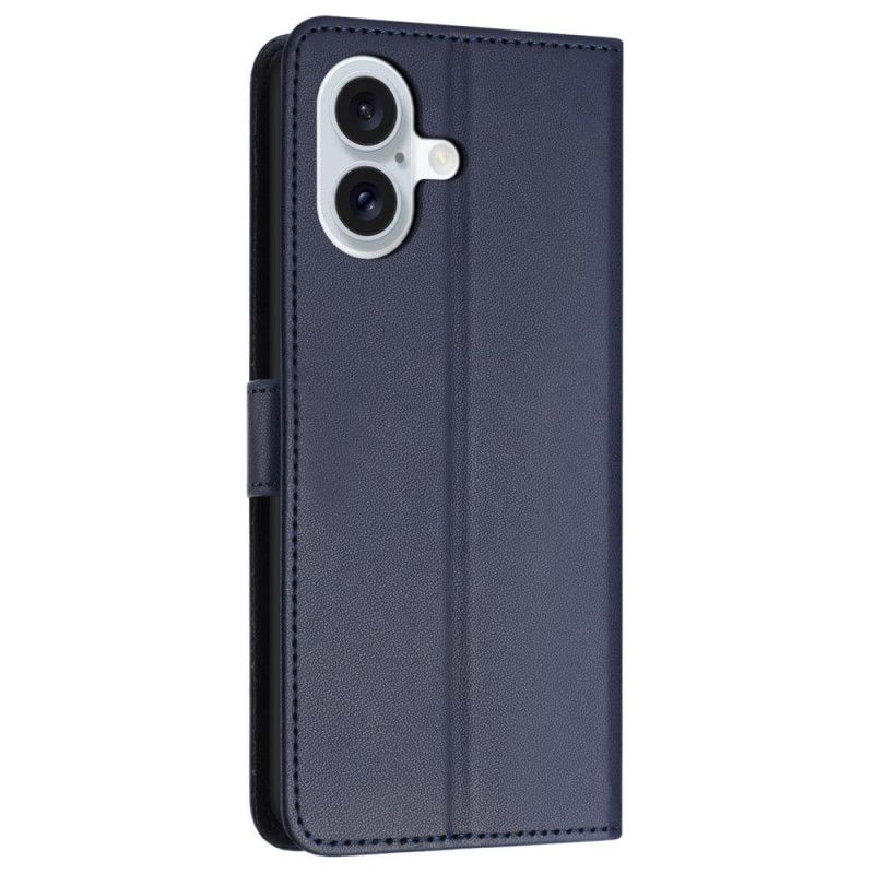 Housse iPhone 16 Plus Style Cuir Uni à Lanière