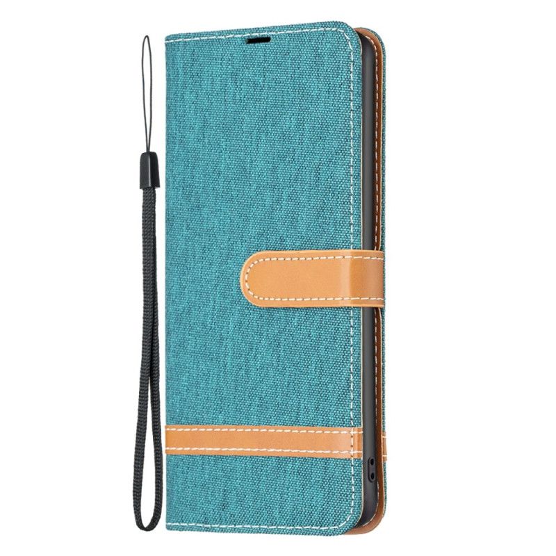 Housse iPhone 16 Plus Tissu Jeans à Lanière