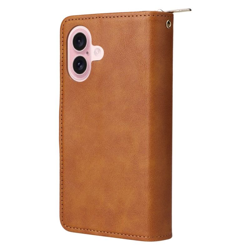 Housse iPhone 16 Portefeuille 9 Porte-Cartes et Porte-Monnaie