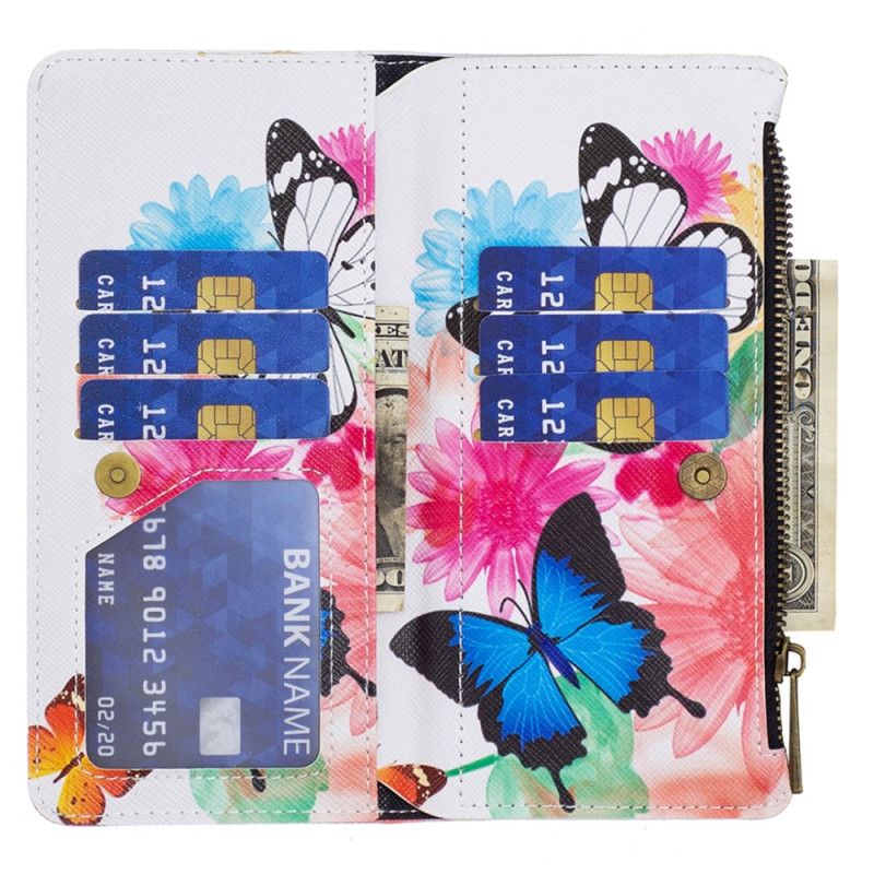 Housse iPhone 16 Portefeuille Deux Papillons