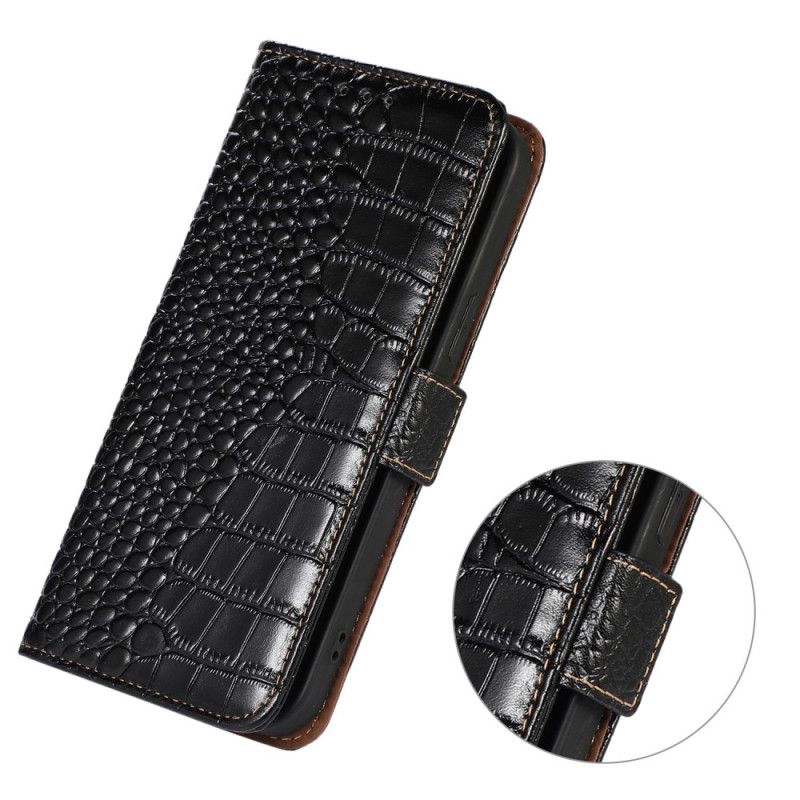 Housse iPhone 16 Pro Cuir Texture Crocodile