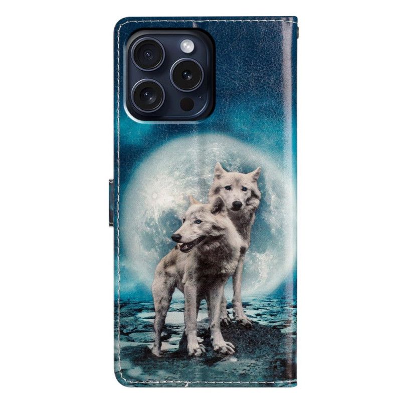 Housse iPhone 16 Pro Max Deux Loups à Lanière