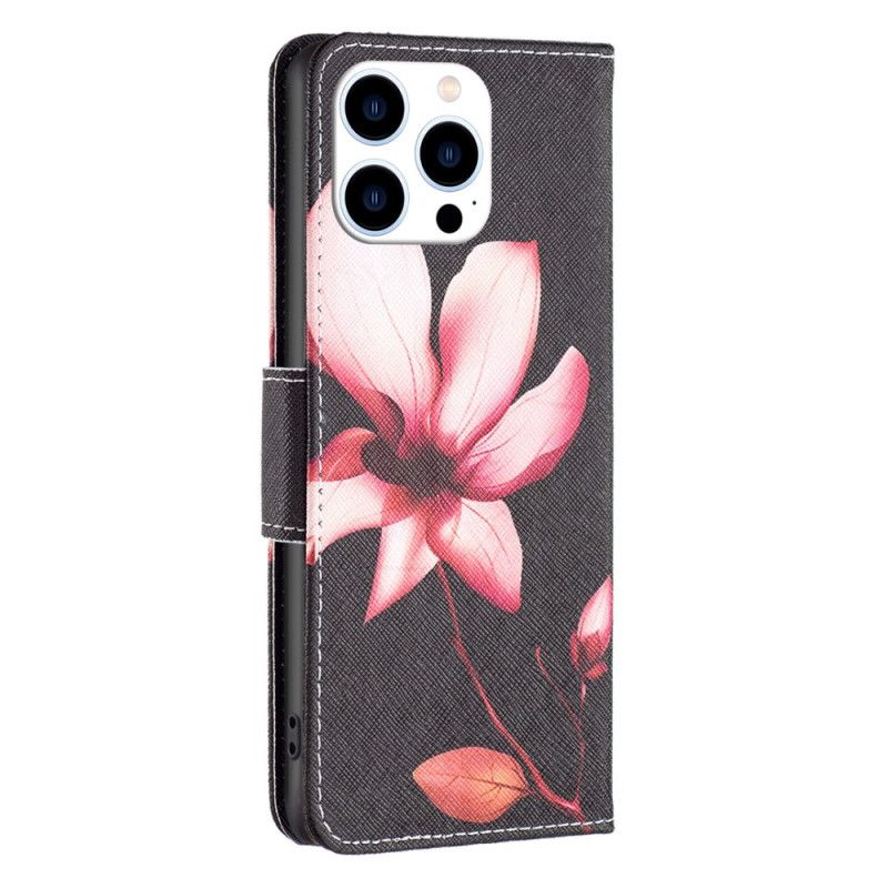 Housse iPhone 16 Pro Max Fleur Rose avec Fond Noir