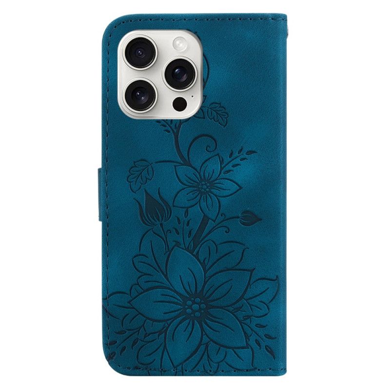 Housse iPhone 16 Pro Max Motif Floral avec Lanière